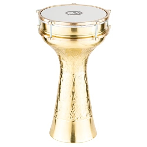 Meinl Percussion Copper Series Darbuka - Sehr große Handtrommel - Mit Kunststofffell - 7,785 Zoll - Handgehämmert - Kupfer, Messingbeschichtet (HE-215)