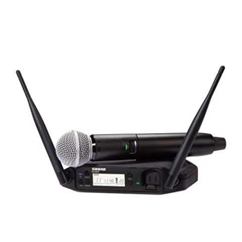 Shure GLXD24+/SM58 Dual Band Pro Digital Wireless Mikrofonsystem für Kirche, Karaoke, Gesang - 12-Stunden Akkulaufzeit, 30m Reichweite | SM58 Handheld Vocal Mikrofon, Einzelkanal-Empfänger.