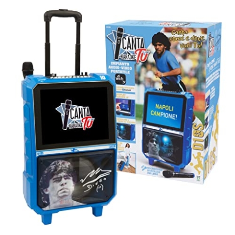 Canta Tu D10S Professionelles Karaoke-System mit Mikrofon, Echo-Effekt und Lautstärkeregelung, 14-Zoll-Touchscreen, WLAN, Lautsprecher 40 W RMS, 4 Stunden Ladezeit, 2 Frequenzen Radio