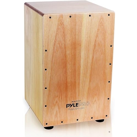 Pyle Cajon Instrument – Cajon Percussion Instrument mit internen Snare-Drähten, Drum Box für Kinder & Erwachsene, Trommelkiste als Schlagwerk, Gummifüße für Stabilität, handgefertigt aus Birkenholz