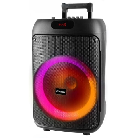 Trevi XFest XF 380 KB Wireless Speaker 50 W, tragbarer Lautsprecher mit Mikrofon mit Kabel, Eingänge, USB, Micro SD, AUX-IN, TWS-Funktion, Karaoke Party Lautsprecher mit integriertem Akku