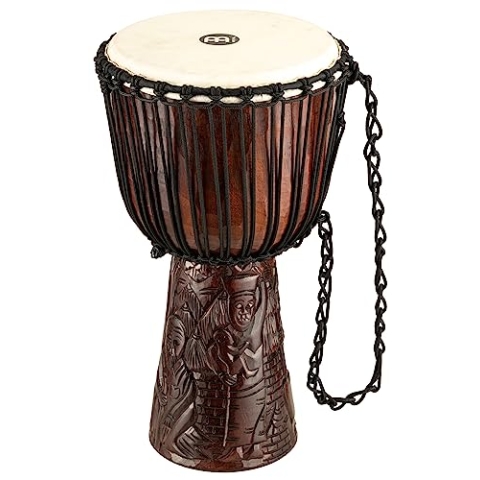 Meinl Percussion African Style Djembe - Mittelgroße Handtrommel - Mit Ziegenfell - Durchmesser 10 Zoll - Mahagoni, Braun (PROADJ2-M)