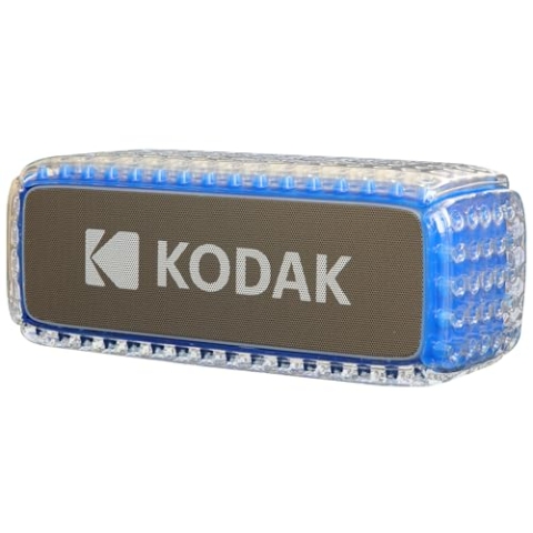 KODAK Bluetooth-Lautsprecher – wasserdicht IPX6, starker Sound 8 W, RGB-Beleuchtung, Akkulaufzeit 5 h, Verbindung Bluetooth V5.0 – Blau