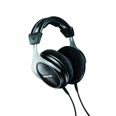 Shure SRH1540, geschlossener Kopfhörer/Over-Ear, High-End, geräuschunterdrückend, Kabel austauschbar, Aluminium-Karbon-Konstruktion, Alcantara-Ohrpolster, klare Höhen, Warmer Bass, Schwarz/Silber