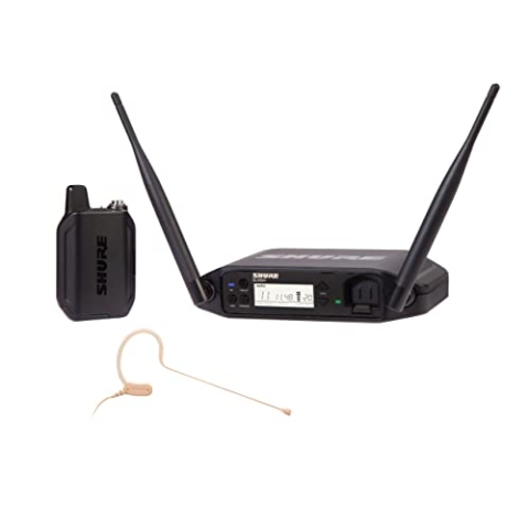 Shure GLXD14+/MX53 Dual Band Pro Digital Wireless Mikrofonsystem für Rundfunk, Kirche, Präsentationen - 12-Stunden-Batterielaufzeit, 30m Reichweite | MX153 Headset-Mikrofon, Einzelkanal-Empfänger.