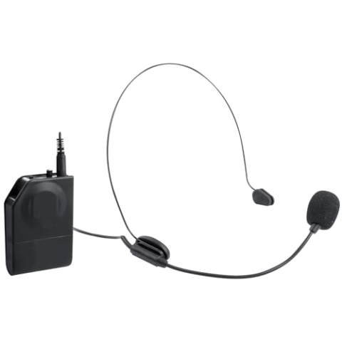 Trevi EM 408 UHF Set von kabellosen Mikrofonen UHF mit Bügel und Clip, universeller Empfänger 6,3 mm Klinke, ideal für Präsentationen, Karaoke und Unterricht, Betrieb bis zu 20 Meter