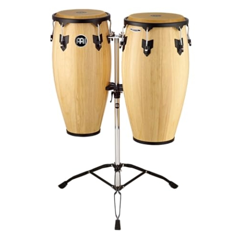 Meinl Percussion Headliner Conga Set - Handtrommel Set mit 11 Zoll und 12 Zoll - Büffelfell - Inkl. doppelstrebigen Ständer - Siam Eiche, Natur (HC812NT)