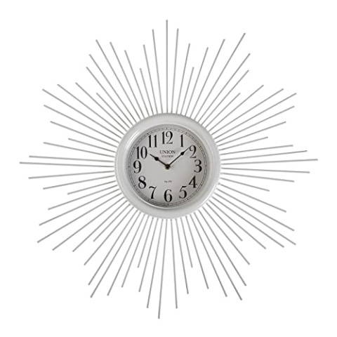 Versa Maputo Dekorative Wanduhr für die Küche, das Wohnzimmer, Esszimmer oder Schlafzimmer, Maßnahmen (H x L x B) 6,5 x 68 x 1,9 cm, Metall, Farbe: Weiß