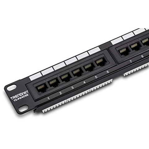 TRENDnet 24-Port Kat5/5e RJ-45 UTP Ungeschirmtes Patchpanel, Zertifiziert 100Mhz Kat 5e, Krone Verbindungen, farbcodierter Beschriftung, TC-P24C5E