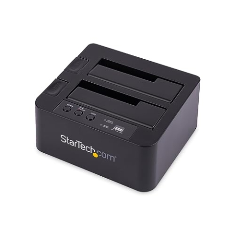StarTech.com Dual-Bay Festplatten-Kopierer, Selbständiger USB 3.0 (5 Gbit/s) / eSATA auf 2.5/3.5" SATA III HDD/SSD Cloner/Kopierer, Festplatten Dockingstation, Festplatten Kopierer (SDOCK2U33RE)