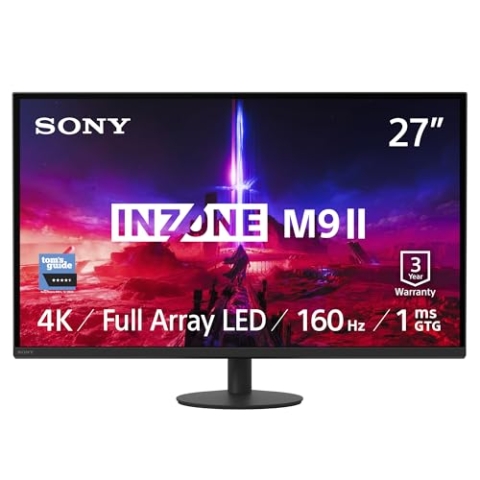 Sony INZONE M9II 27" 4K Ultra HD PC Gaming Monitor: 2160p Auflösung - 160Hz Bildwiederholfrequenz - 1ms GTG - DCI-P3 95% Spektrum - Full Array LED - G-Sync - Adaptive Sync - VRR, Schwarz
