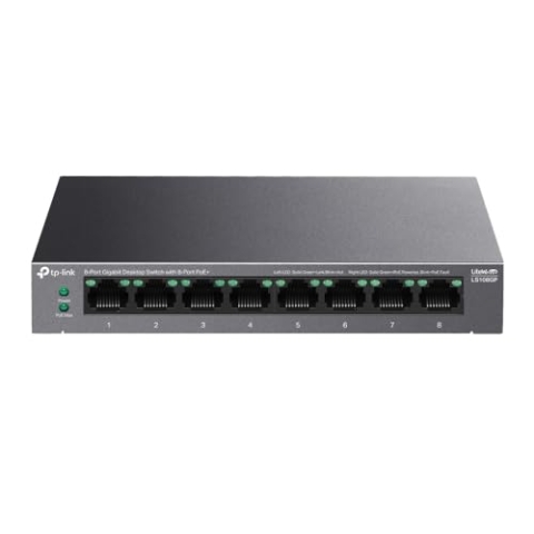 TP-Link LS108GP Switch 8 Puertos Gigabit PoE+ Hasta 250 m de Transmisión