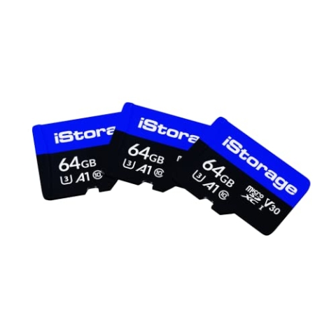 3 Pack iStorage microSD Card 64GB, Encrypt Data stored on iStorage microSD Cards Using datAshur SD USB Flash Drive, Compatible with datAshur SD Drives only