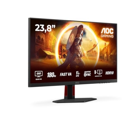 AOC Gaming Q24G2A - 24 Zoll Quad HD Monitor, 180 Hz, 1 ms, G-Sync comp., HDR10 (2560x1440, 2X HDMI 2.0, 1x DisplayPort 1.4) schwarz-rot