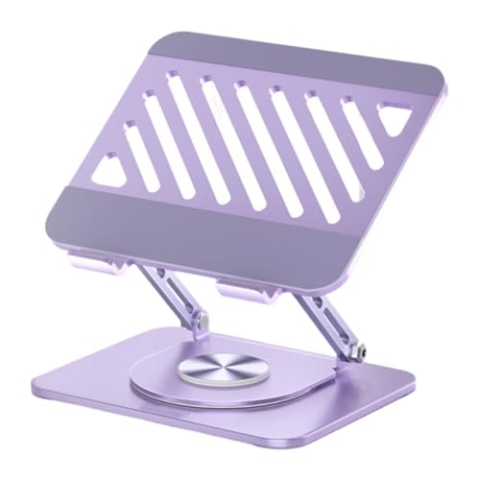 ZHXQRP Verstellbarer Laptop-StäNder for Den Schreibtisch Tragbare Laptop- ErhöHung Mit Um 360° Drehbarer Basis Faltbarer Notebook-Computer-Halter(Purple)