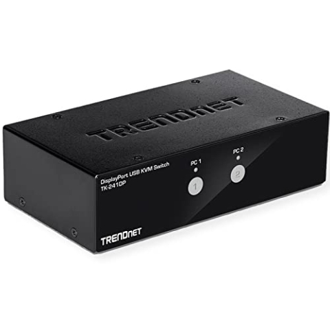 TRENDnet TK-241DP 2-Port DisplayPort KVM Switch, DisplayPort 1.2 KVM, unterstützt 4K UHD Auflösung, 3840 x 2160 @ 60Hz, 2-Port USB 2.0 Hub, schwarz