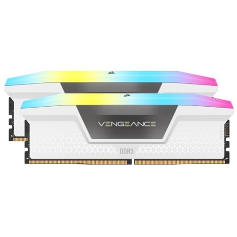 CORSAIR Vengeance RGB DDR5 RAM 64GB (2x32GB) 6000MHz CL30-36-36-76 1.4V AMD Expo & Intel XMP Desktop-Computer-Speicher - Weiß (CMH64GX5M2B6000Z30W)