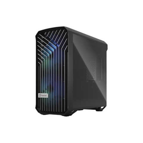 Fractal Design Torrent Compact RGB Black - Light Tint Tempered Glass Side Panels - Open Grille for Maximum air Intake - Two 180mm RGB PWM Fans Included - Type C - ATX Airflow Mid Tower PC Gaming Case