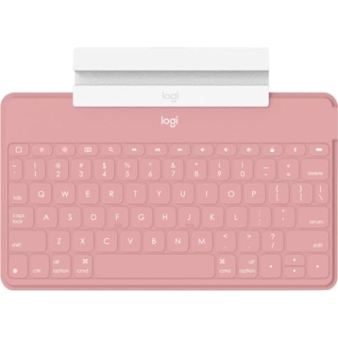 Logitech Keys-to-Go Kabellose Tablet-Tastatur, Bluetooth, iOS-Sondertasten, Ultraleicht & Geräuschlos, 3-Monate Akkulaufzeit, Fürs Tablet und Smartphone, Deutsches QWERTZ Layout - Rosa