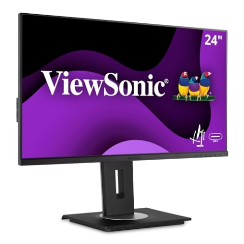 Viewsonic VG2456 60,5 cm (24 Zoll) Büro Monitor (Full-HD, IPS-Panel, HDMI, DP, RJ45 Ethernet, USB C, Höhenverstellbar, Lautsprecher, Eye-Care, 4 Jahre Austauschservice) Schwarz