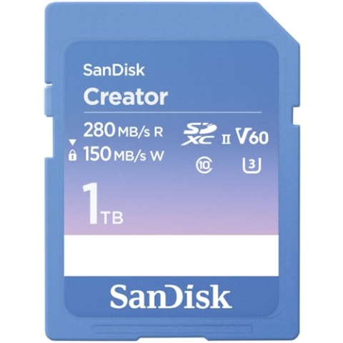 SanDisk Creator SD-UHS-II Speicherkarte 1 TB (Für DSLR- und Mirrorless-Kameras, 6K-Video, V60, UHS-II, 280 MB/s Lesen, RescuePRO Deluxe, Adobe Creative Cloud)