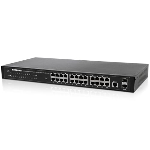 Intellinet 24-Port Web-Managed Gigabit Ethernet Switch mit 2 SFP-Ports schwarz 560917