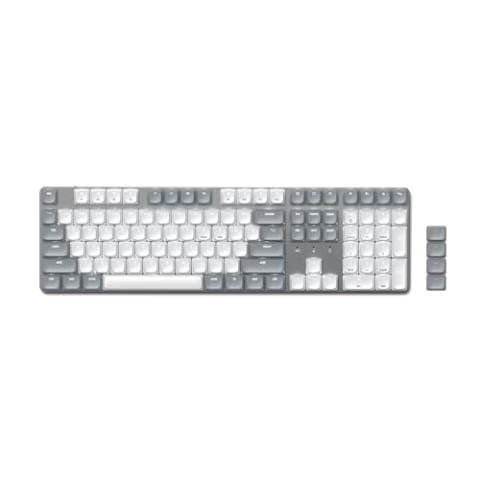 SATECHI SM3 Mechanische Tastatur, 108-Tasten Volltastatur mit weißer LED-Hintergrundbeleuchtung, Kabelgebundene und Bluetooth-Tastatur für Mac und Windows - Hellgrau/Weiß - US eng. Layout QWERTY