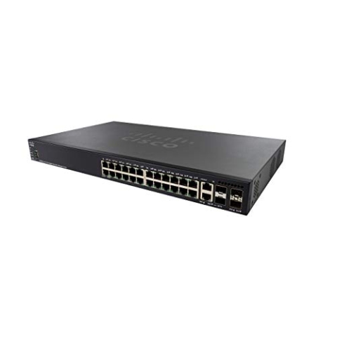 Cisco SG550X-24 Stackable Managed Switch mit 24 Gigabit-Ethernet-Ports (GbE), 2 x 10G Combo, 2 SFP+, dynamisches L3-Routing, eingeschränkter lebenslanger Schutz (SG350X-24-K9-EU)