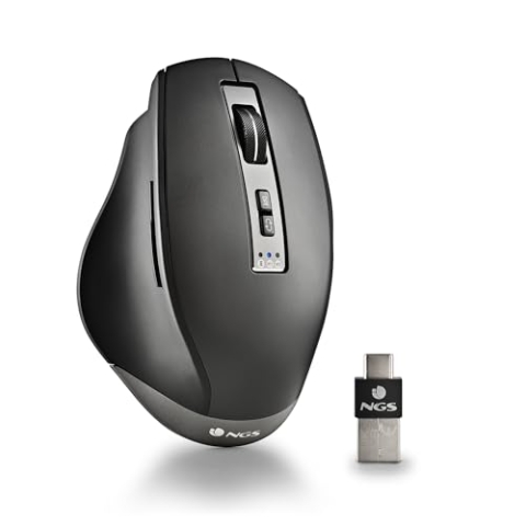 NGS Blur-RB - Wiederaufladbare drahtlose Multi-Device-Maus, mit Bluetooth 4.0/4.0, 800/1600 / 3200dpi, 10 m Reichweite, Farbe: schwarz