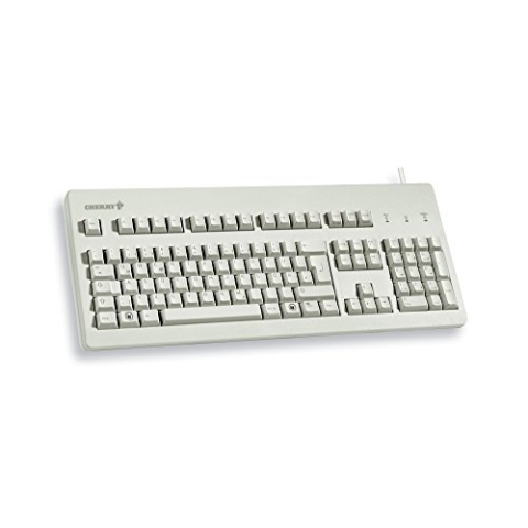 CHERRY G80-3000, Kabelgebundene Mechanische Tastatur, UK-Layout (QWERTY), USB-Anschluss, Robust, Programmierbare Tasten, MX BLACK Switches, Hellgrau