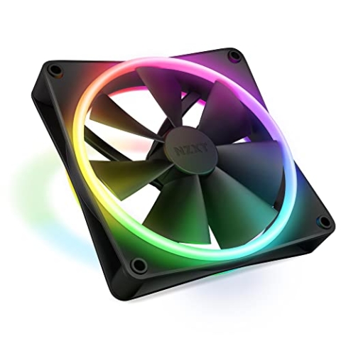 NZXT F140 RGB Duo - 140mm doppelseitiger RGB-Lüfter - 20 einzeln adressierbare LED - ausgeglichener Airflow und statischer Druck - Fluiddynamisches Lager - Schwarz