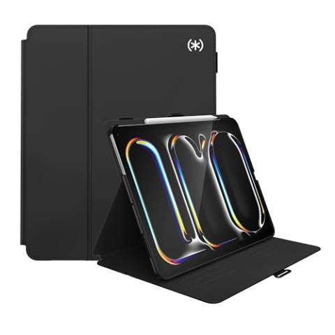 Speck iPad Pro 12,9–13 Zoll Hülle (Modell 2024, 7. Generation) mit Stifthalter, Fall- und Kameraschutz, schlanker Multi-Range-Ständer, Balance Folio, Keine Auto/Sleep-Wake-Funktion –