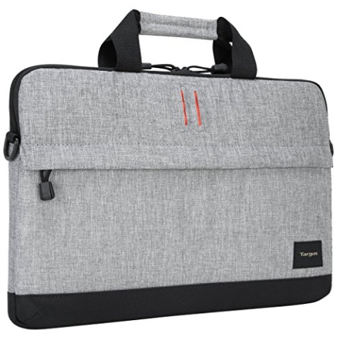 Targus Strata TSS63204US Laptoptasche mit Leichter und strapazierfähiger Polsterung, Vordertasche mit Reißverschluss, Schultergurt, Schutzhülle für Laptops mit 15,6 Zoll (39,6 cm), Grau/Zinn