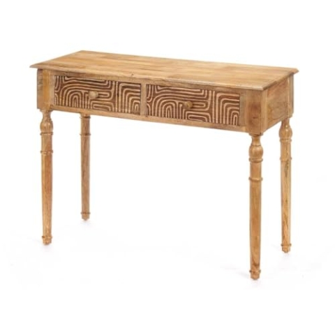 Gift Decor Konsole mit 2 Schubladen, Braun, Mangoholz, 98 x 77 x 42 cm, gebogen