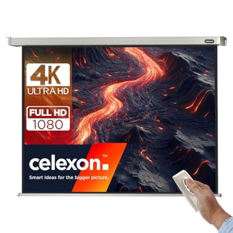celexon Professional Motor-Leinwand 115" | 240x180 cm 4:3 | elektrische 4K,Full-HD Beamer-Leinwand für Projektionen im Büro & Heimkino | zur Decken-/ Wand-Montage | mit Fernbedienung