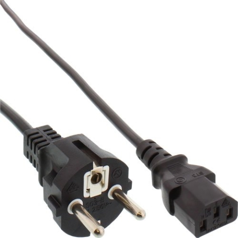 10x InLine Schutzkontakt gerade auf Kaltgerätestecker C13 NetzKabel (1,5m) schwarz