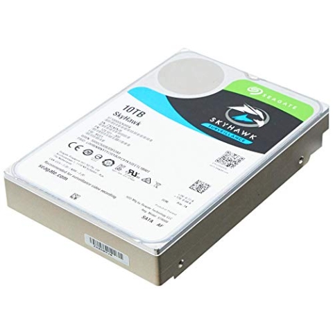 Seagate SkyHawk interne Festplatte 10TB HDD, für Videoaufnahme mit bis zu 64 Kameras, 3.5 Zoll, 256 MB Cache, SATA 6GB/s, silber, bulk, inkl. 3 Jahre Rescue Service, Modellnr.: ST10000VX0004