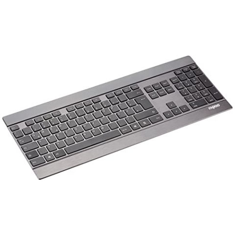 Rapoo E9270P kabellose Tastatur wireless Keyboard ultraflaches 4 mm Tastaturdesign aus Edelstahl und Aluminium 9 Monate Batterielaufzeit DE-Layout QWERTZ PC & Mac - schwarz