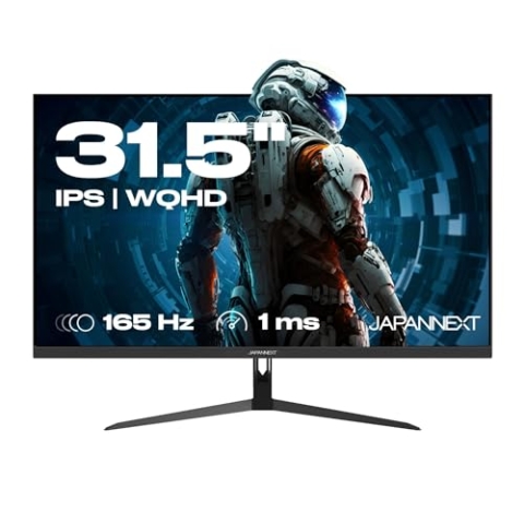 JapanNext Gaming-Monitor 31,5 Zoll IPS 2K WQHD (2560x1140) 165Hz 1ms | HDR | Neigungsverstellung Integrierte Lautsprecher | Flicker-Free G-Sync/FreeSync | 2 Jahre Garantie | JN-IPS3150WQHDR165