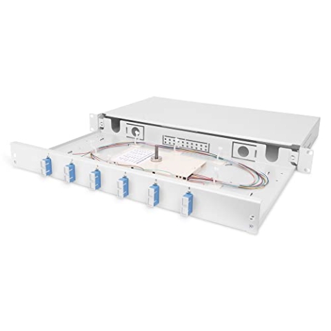 DIGITUS LWL Spleißbox 6 Kupplungen - SC - OS2-1HE - 19-Zoll -Single-Mode Duplex - Mit Spleiß-Kassette - Rack-Einbau