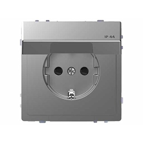 Schneider Electric MTN2314-6036 Schuko-Steckdose, komplett mit 16 A-Mechanismus, IP44, Serie D-Life, für Einbaumontage, Aluminium