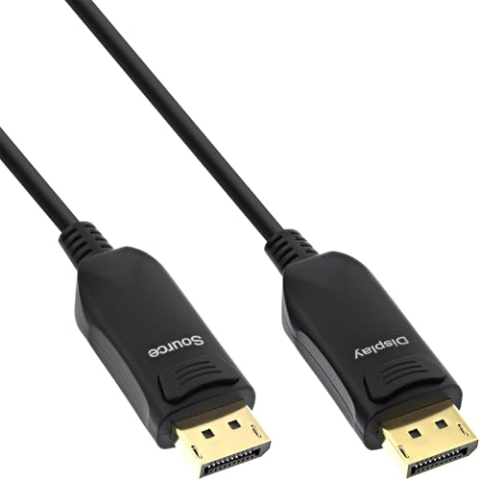 InLine DisplayPort 2.1 AOC Kabel, aktiv, UHBR 13.5, 10K/8K/4K, verlustfreie Übertragung, mit Metallsteckern, 25m, schwarz, 17225A
