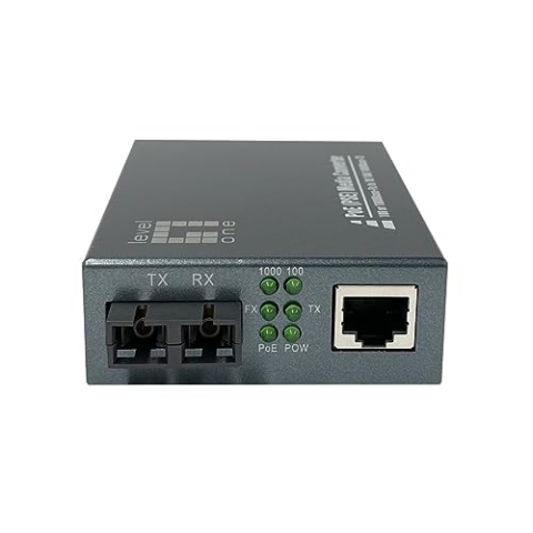 LevelOne GVT-2013 RJ45-zu-SC-Gigabit-Medienkonverter, PoE PSE, Multimode-Glasfaser, 0,5 km