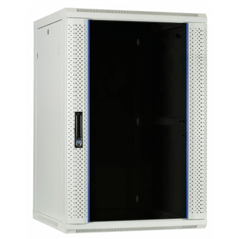 27HE Netzwerkschrank (Serverschrank) 19 Zoll Wandmontage mit Glastür (BxTxH) 600 x 600 x 1300mm weiß - Traglast 60 kg