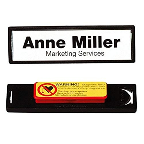 Durable Namensschild Clip-Card (mit Magnet, 17 x 67 mm) Packung à 25 Stück, schwarz, 813201