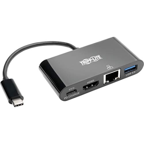 Tripp Lite U444-06N-H4GUBC USB-C Multiport Adapter, 4K HDMI, USB-A Port, Gbe und PD Charging, HDCP, schwarz