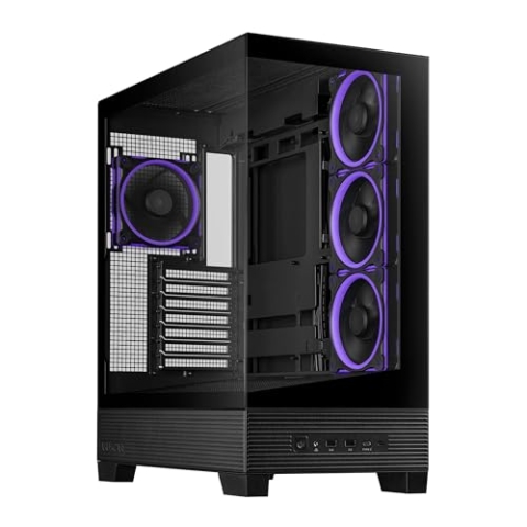 ASUS A31 Plus TG ARGB Black ATX PC Gehäuse (vorinstallierte ARGB-Lüfter, Frontpanel aus Glas, kompatibel mit Mainboards mit versteckten Anschlüssen, 360-mm-Radiatoren, 380-mm-Grafikkarten, schwarz)