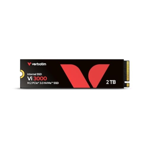 Verbatim Vi3000 NVMe M.2 SSD 2 TB, internes SSD-Laufwerk mit PCIe Gen 3 Schnittstelle, bis zu 3.100 MB/s Lesegeschwindigkeit, kompakt und leistungsstark für PC und Laptop, schwarz