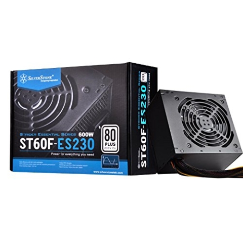 SilverStone SST-ST60F-ES230 - Strider Essential Serie, 600W 80 Plus 230V EU ATX flüsterleises PC-Netzteil mit 120 mm-Lüfter