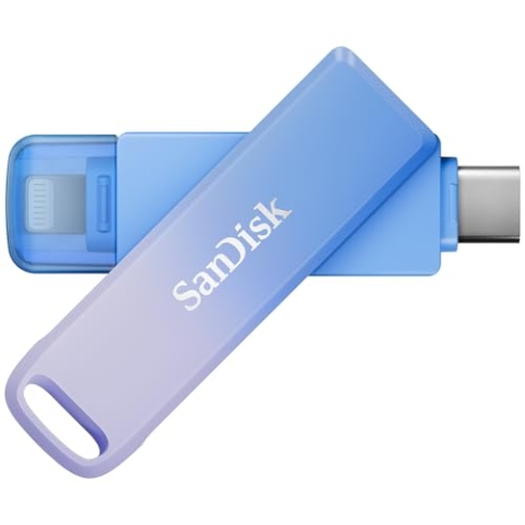 SanDisk Creator Phone Drive 128 GB (Für iPhone, iPad, PC & Mac, Lightning und USB Type-C, Automatisches Backup, Passwortschutz, Bis zu 90 MB/s Übertragung, inkl. 3 Monate Adobe Lightroom)